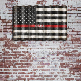 Thin Red Line Flag - Corrugated Metal Wall Art Corrugated Metal Meissenburg Designs