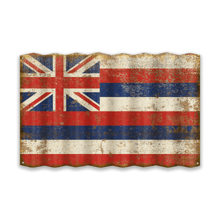 Hawaii State Flag - Corrugated Metal Wall Art Corrugated Metal Old Wood Signs
