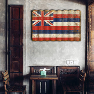 Hawaii State Flag - Corrugated Metal Wall Art Corrugated Metal Old Wood Signs