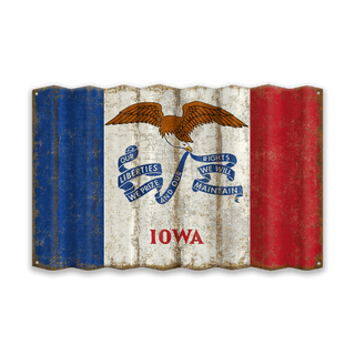 Iowa State Flag - Corrugated Metal Wall Art Corrugated Metal Old Wood Signs