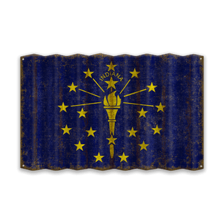 Indiana State Flag - Corrugated Metal Wall Art Corrugated Metal Old Wood Signs