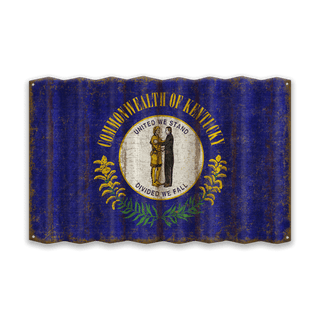 Kentucky State Flag - Corrugated Metal Wall Art Corrugated Metal Old Wood Signs