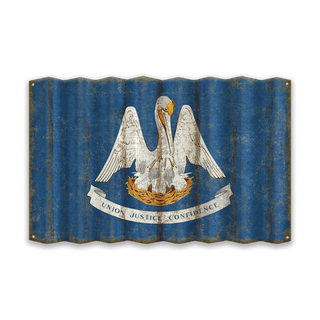 Louisiana State Flag - Corrugated Metal Wall Art Corrugated Metal Old Wood Signs