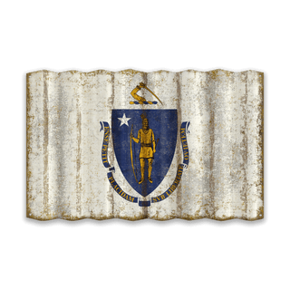 Massachusetts State Flag - Corrugated Metal Wall Art Corrugated Metal Old Wood Signs
