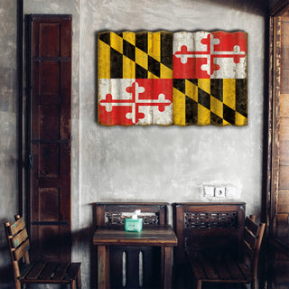 Maryland State Flag - Corrugated Metal Wall Art Corrugated Metal Old Wood Signs
