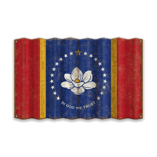 Mississippi State Flag - Corrugated Metal Wall Art Corrugated Metal Old Wood Signs