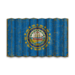 New Hampshire State Flag - Corrugated Metal Wall Art Corrugated Metal Old Wood Signs