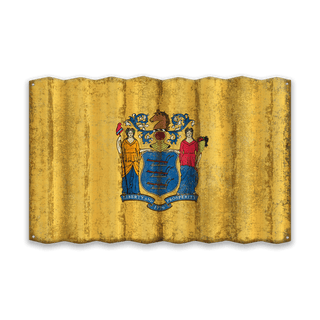 New Jersey State Flag - Corrugated Metal Wall Art Corrugated Metal Old Wood Signs