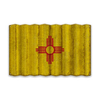 New Mexico State Flag - Corrugated Metal Wall Art Corrugated Metal Old Wood Signs
