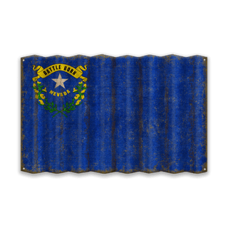 Nevada State Flag - Corrugated Metal Wall Art Corrugated Metal Old Wood Signs