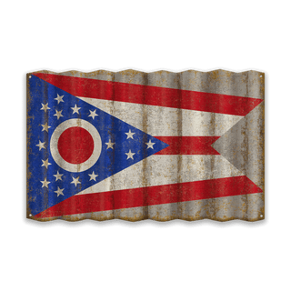 Ohio State Flag - Corrugated Metal Wall Art Corrugated Metal Old Wood Signs