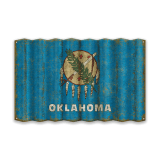 Oklahoma State Flag - Corrugated Metal Wall Art Corrugated Metal Old Wood Signs