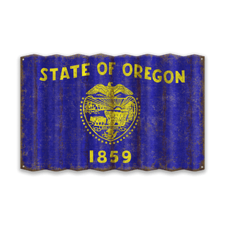 Oregon State Flag - Corrugated Metal Wall Art Corrugated Metal Old Wood Signs