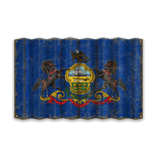 Pennsylvania State Flag - Corrugated Metal Wall Art Corrugated Metal Old Wood Signs