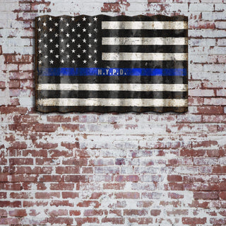 Thin Blue Line Flag - Corrugated Metal Wall Art Corrugated Metal Meissenburg Designs