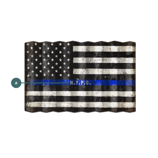 Thin Blue Line Flag - Corrugated Metal Wall Art Corrugated Metal Meissenburg Designs