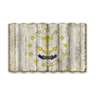 Rhode Island State Flag - Corrugated Metal Wall Art Corrugated Metal Old Wood Signs