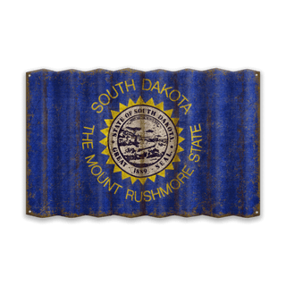 South Dakota State Flag - Corrugated Metal Wall Art Corrugated Metal Old Wood Signs