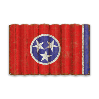 Tennessee State Flag - Corrugated Metal Wall Art Corrugated Metal Old Wood Signs