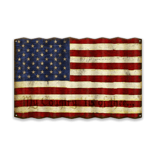 USA Flag: Personalized - Corrugated Metal Wall Art Corrugated Metal Old Wood Signs