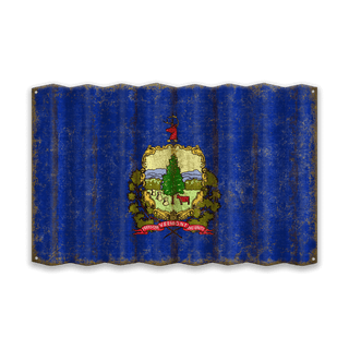 Vermont State Flag - Corrugated Metal Wall Art Corrugated Metal Old Wood Signs