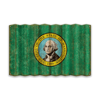 Washington State Flag - Corrugated Metal Wall Art Corrugated Metal Old Wood Signs