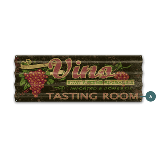 Vino Tasting Room - Corrugated Metal Wall Art Corrugated Metal Old Wood Signs