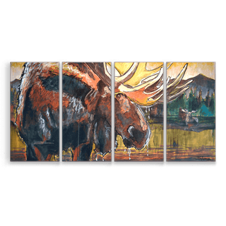 Old Bull Moose: 4-Piece Metal Box Art Metal Box Wall Art Ed Anderson