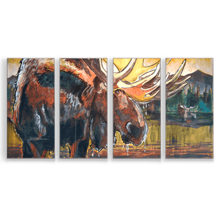 Old Bull Moose: 4-Piece Metal Box Art Metal Box Art Ed Anderson