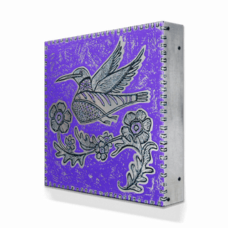 El Colibri 2: Hummingbird in Purple - Metal Box Art Metal Box Wall Art Shelle Lindholm