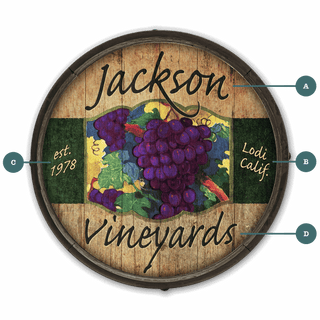 Jackson Vineyards: Red Grapes - Barrel End Wall Art Barrel Ends Old Wood Signs