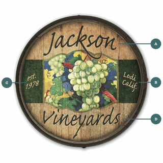 Jackson Vineyards: White Grapes - Barrel End Wall Art Barrel Ends Old Wood Signs