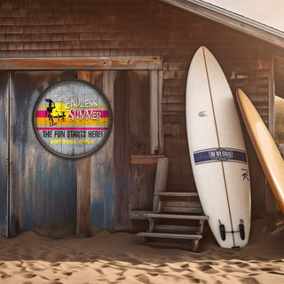 The Endless Summer: Crystal Cove - Barrel End Wall Art Barrel Ends Old Wood Signs