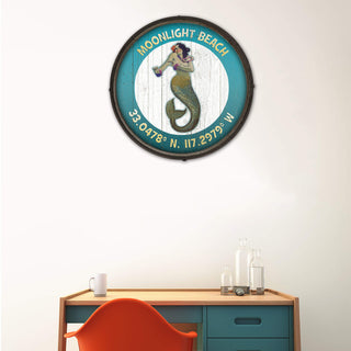 Mermaid Mystique at Moonlight (Coordinates) - Barrel End Wall Art Barrel Ends Meissenburg Designs