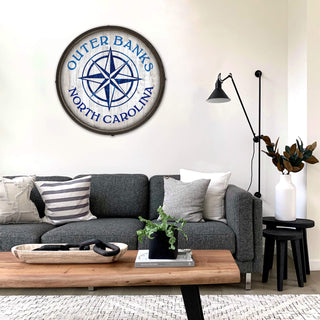 Compass Rose - Barrel End Wall Art Barrel Ends Old Wood Signs