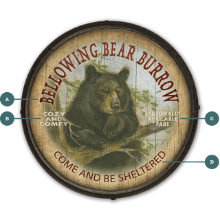 Bellowing Bear Burrow - Barrel End Wall Art Barrel Ends Marilynn Dwyer Mason