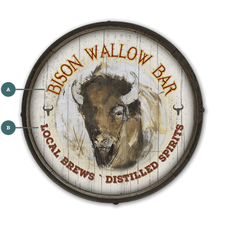 Bison Wallow Bar - Barrel End Wall Art Barrel Ends Marilynn Dwyer Mason