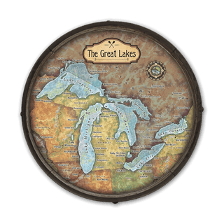 The Great Lakes - Barrel End Wall Art Wood & Metal Signs Lisa Middleton