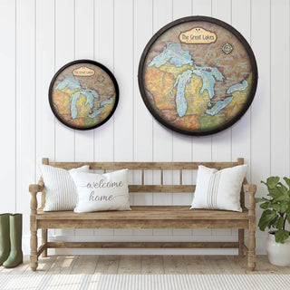 The Great Lakes - Barrel End Wall Art Wood & Metal Signs Lisa Middleton