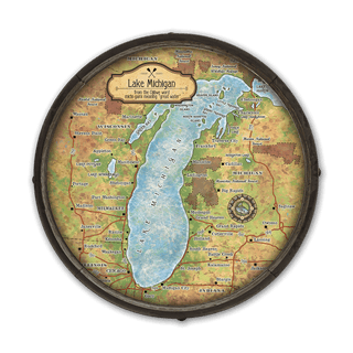 Lake Michigan - Barrel End Wall Art Wood & Metal Signs Lisa Middleton