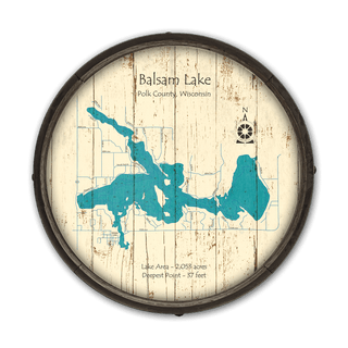 Balsam Lake, Wisconsin on a Barrel End Barrel Ends Lake Art