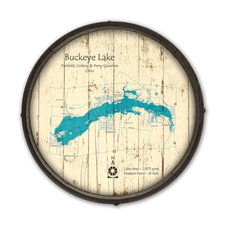 Buckeye Lake, Ohio on a Barrel End Barrel Ends Lake Art