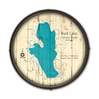 Burt Lake, Michigan on a Barrel End Barrel Ends Lake Art