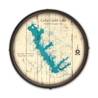 Cedar Creek Lake, Texas on a Barrel End Barrel Ends Lake Art