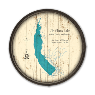 Cle Elum Lake, Washington on a Barrel End Barrel Ends Lake Art