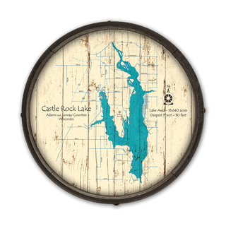 Castle Rock Lake, Wisconsin on a Barrel End Barrel End Wall Art Lake Art