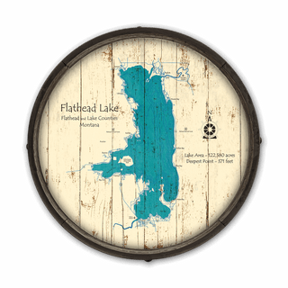 Flathead Lake, Montana on a Barrel End Barrel Ends Lake Art