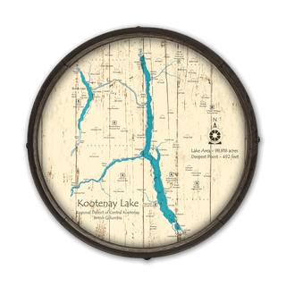 Kootenay Lake, British Columbia on a Barrel End Barrel Ends Lake Art