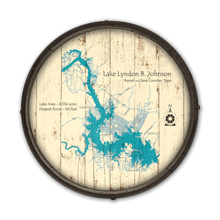 Lake Lyndon B. Johnson, Texas on a Barrel End Barrel Ends Lake Art