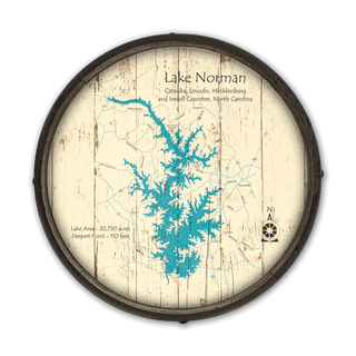 Lake Norman, North Carolina on a Barrel End Barrel End Wall Art Lake Art